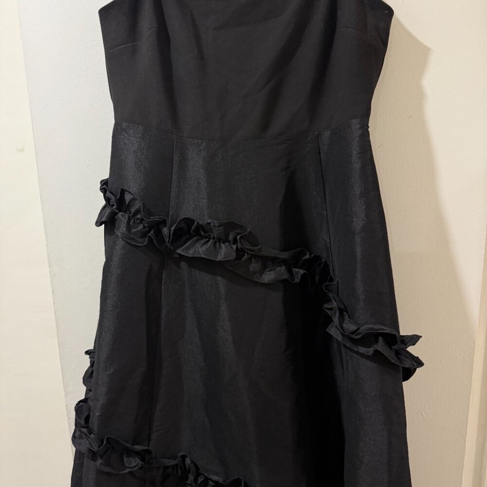 🖤✨ Likely Arissa Gown Black Ruffle Trim Taffeta Maxi Dress Sz 12 - Picture 11 of 15